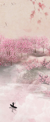 Fabric roller blind Cherry Blossom Garden
