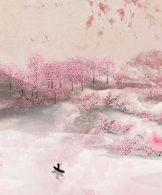 Fabric roller blind Cherry Blossom Garden