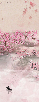 Fabric roller blind Cherry Blossom Garden