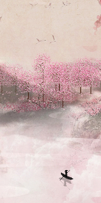 Fabric roller blind Cherry Blossom Garden