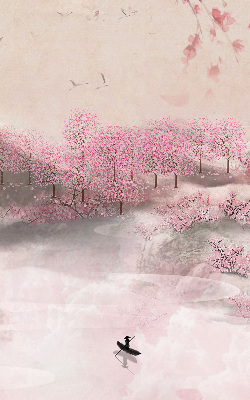 Fabric roller blind Cherry Blossom Garden