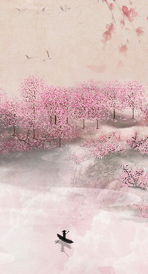 Fabric roller blind Cherry Blossom Garden