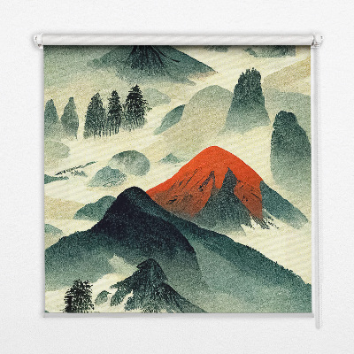 Fabric roller blind Mountains in the fog