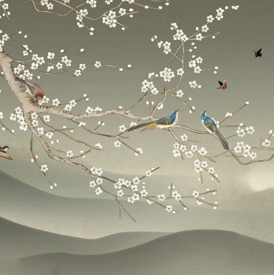 Modern roller blind Birds on a branch