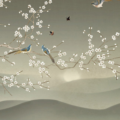 Modern roller blind Birds on a branch