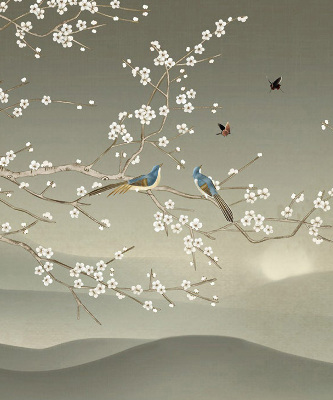 Modern roller blind Birds on a branch