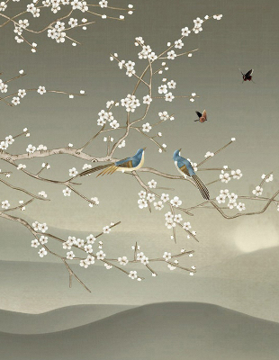 Modern roller blind Birds on a branch