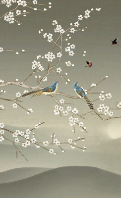 Modern roller blind Birds on a branch