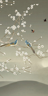 Modern roller blind Birds on a branch