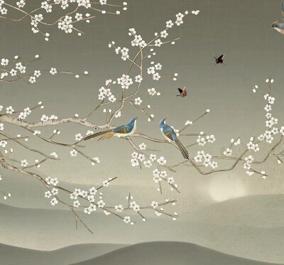 Modern roller blind Birds on a branch