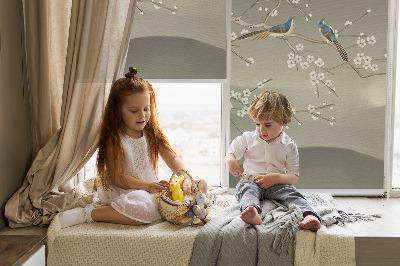 Modern roller blind Birds on a branch