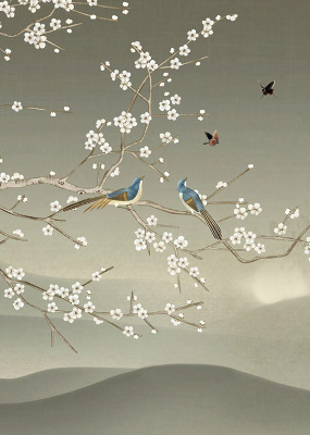 Modern roller blind Birds on a branch