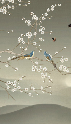 Modern roller blind Birds on a branch