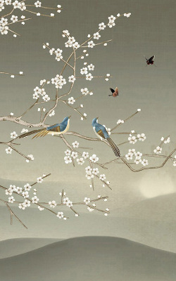 Modern roller blind Birds on a branch