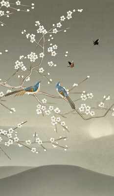 Modern roller blind Birds on a branch