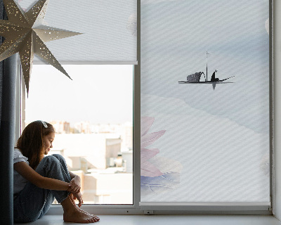 Fabric roller blind A fisherman on a boat