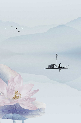 Fabric roller blind A fisherman on a boat