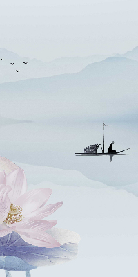 Fabric roller blind A fisherman on a boat