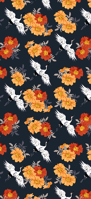 Modern roller blind Flowers and cranes