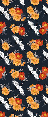 Modern roller blind Flowers and cranes