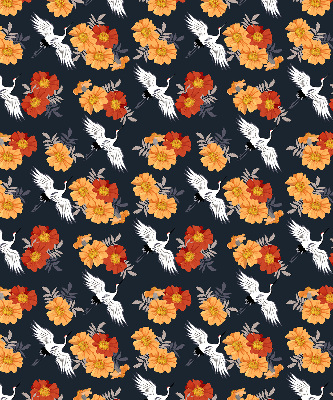 Modern roller blind Flowers and cranes