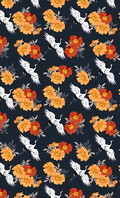 Modern roller blind Flowers and cranes