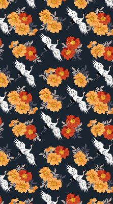 Modern roller blind Flowers and cranes