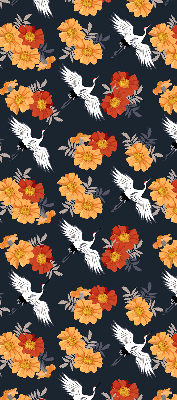 Modern roller blind Flowers and cranes