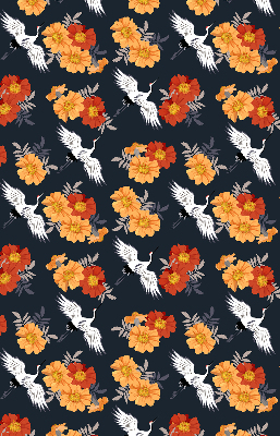 Modern roller blind Flowers and cranes
