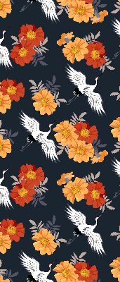 Modern roller blind Flowers and cranes