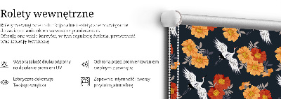 Modern roller blind Flowers and cranes