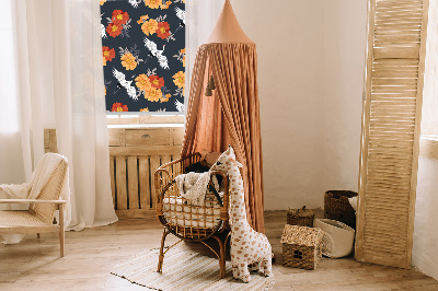 Modern roller blind Flowers and cranes