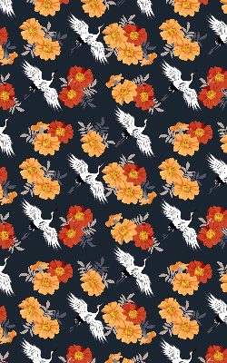 Modern roller blind Flowers and cranes