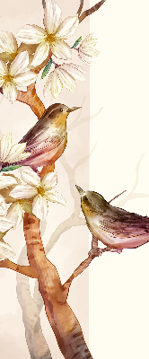 Fabric roller blind Birds on a tree with flowers
