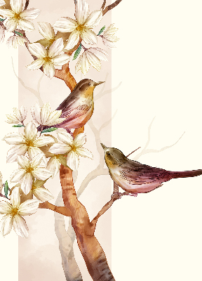Fabric roller blind Birds on a tree with flowers