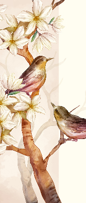 Fabric roller blind Birds on a tree with flowers