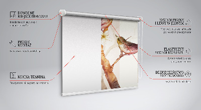 Fabric roller blind Birds on a tree with flowers