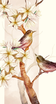 Fabric roller blind Birds on a tree with flowers