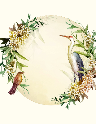 Modern roller blind A crane in a circle of greenery