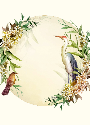 Modern roller blind A crane in a circle of greenery