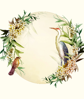 Modern roller blind A crane in a circle of greenery
