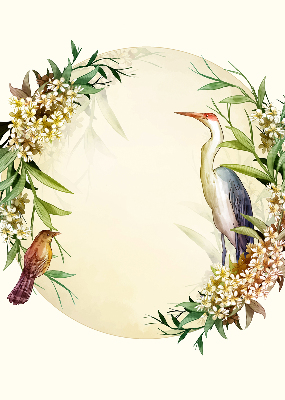 Modern roller blind A crane in a circle of greenery