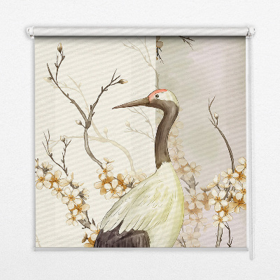 Roller blind for large window A crane in the bush