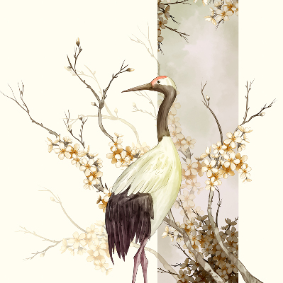 Roller blind for large window A crane in the bush