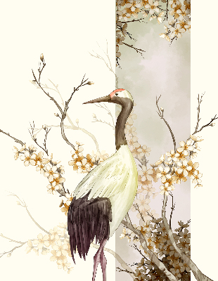 Roller blind for large window A crane in the bush