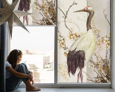 Roller blind for large window A crane in the bush
