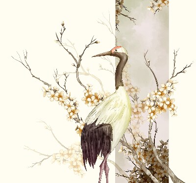 Roller blind for large window A crane in the bush