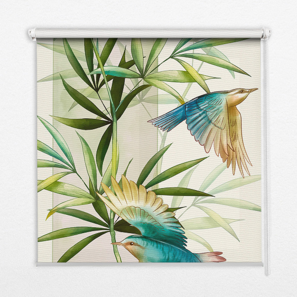 Fabric roller blind Birds in the leaves