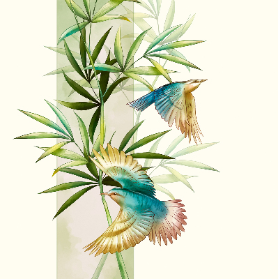 Fabric roller blind Birds in the leaves