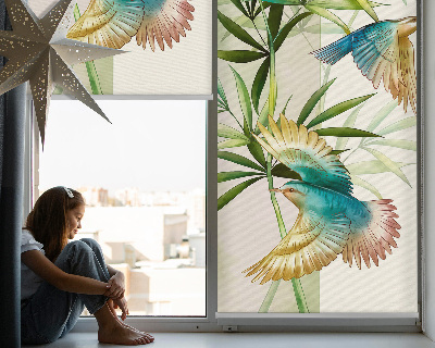 Fabric roller blind Birds in the leaves